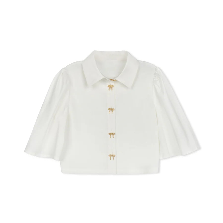 GOLD BOW BUTTON BLOUSE
