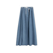 DENIM DRAWSTRING MAXI SKIRT