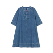 DENIM COLORED BUCKLE DRESS