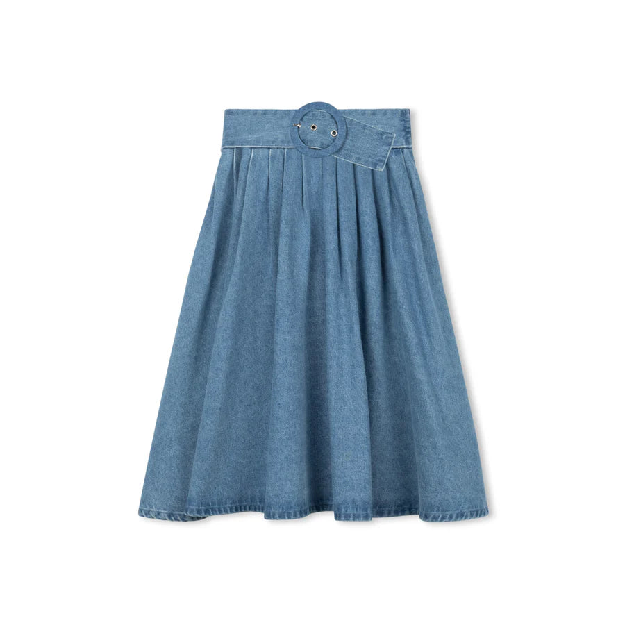 Denim belted skirt