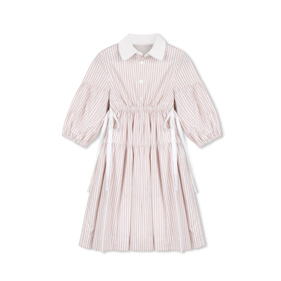 PINK STRIPE WAISTED DRESS