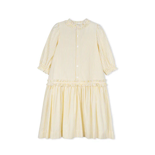 YELLOW STRIPE RUFFLE DRESS