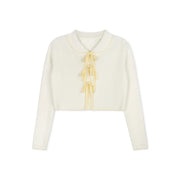 YELLOW BOW TIE CARDIGAN