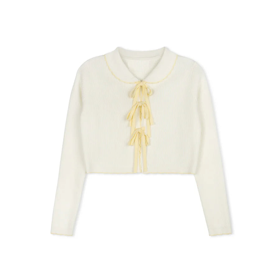 YELLOW BOW TIE CARDIGAN
