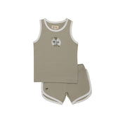 Boys Tank and Shorts - Sage - Printed Palm Trees