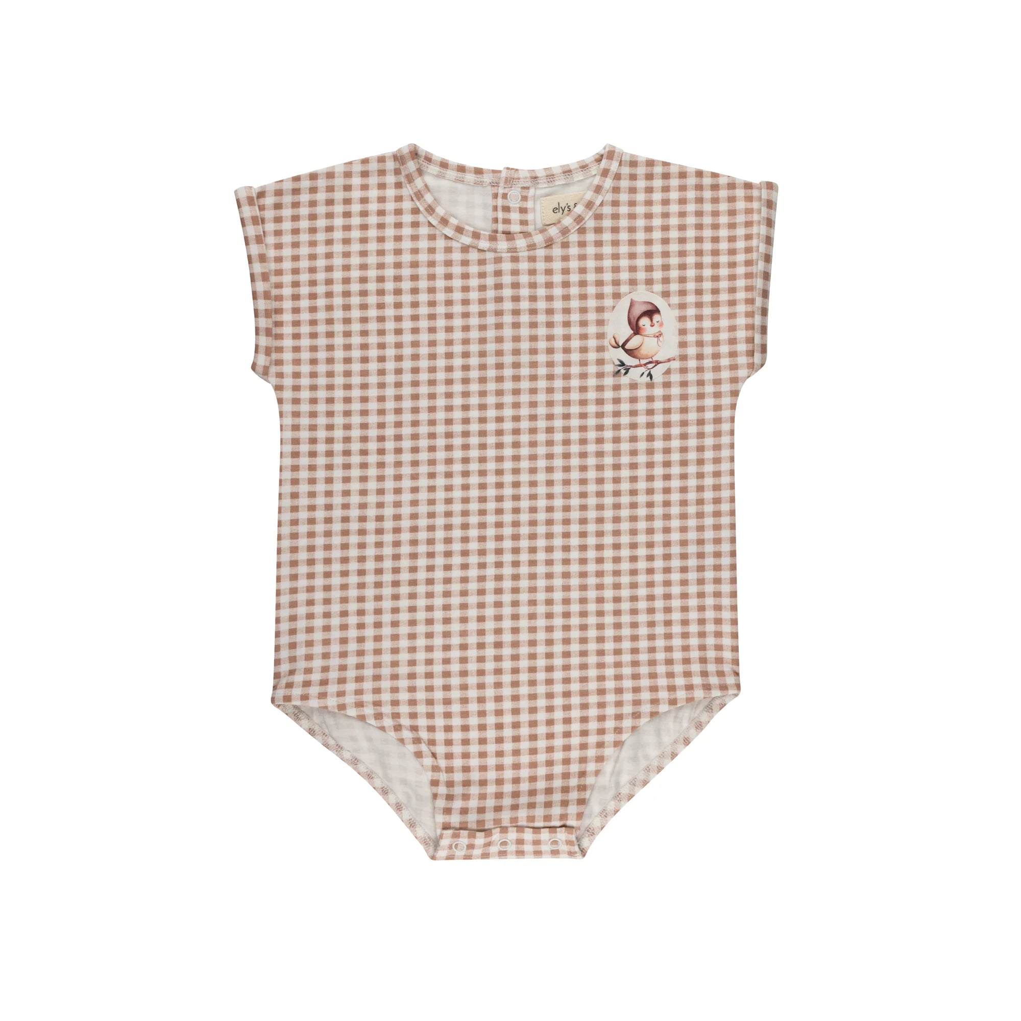 Girls Romper - Mauve - Gingham Owl