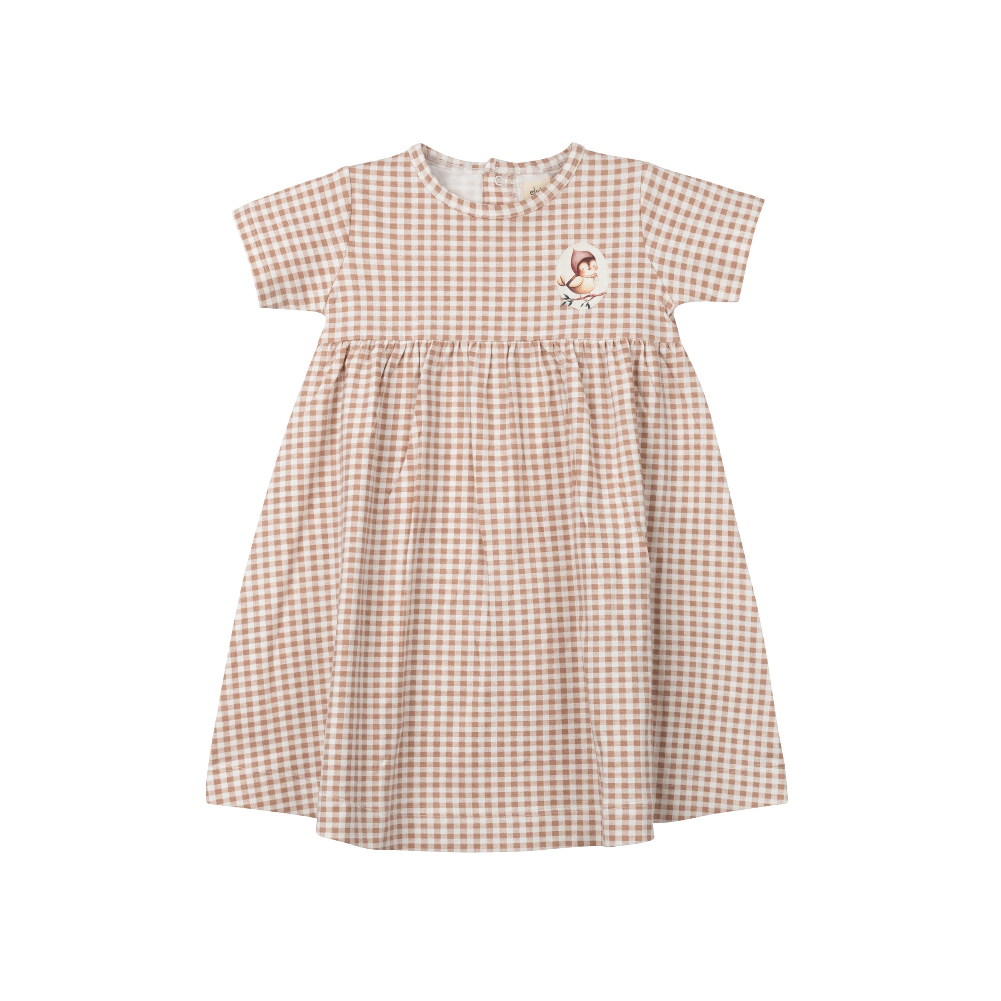 Girls Short Sleeve Dress - Mauve - Gingham Owl