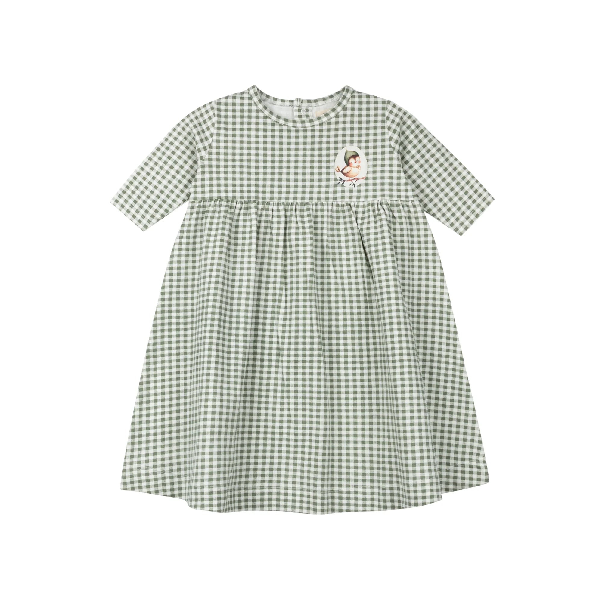 Girls Dress - Sage - Gingham Owl