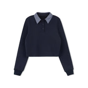 NAVY CROP SWEATSHIRT