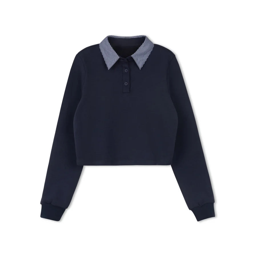NAVY CROP SWEATSHIRT