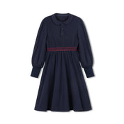 NAVY WAISTED SWEATSHIRT DRESS