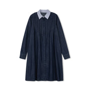 DENIM STRIPED COLLAR DRESS