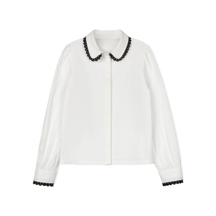 SCALLOP TRIM BLOUSE