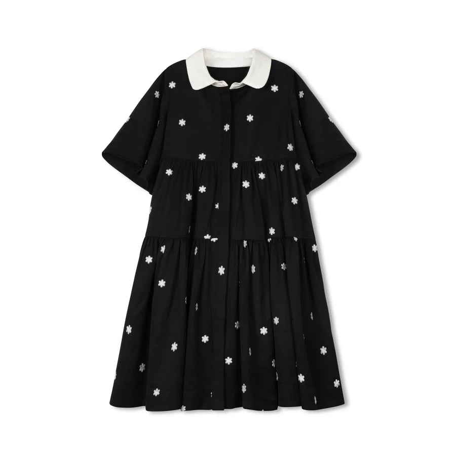 WHITE COLLAR FLOWER DRESS