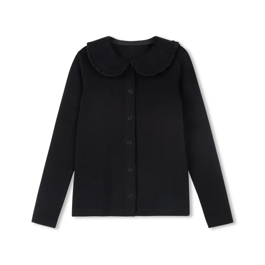 BLACK BUTTON COLLAR SHIRT