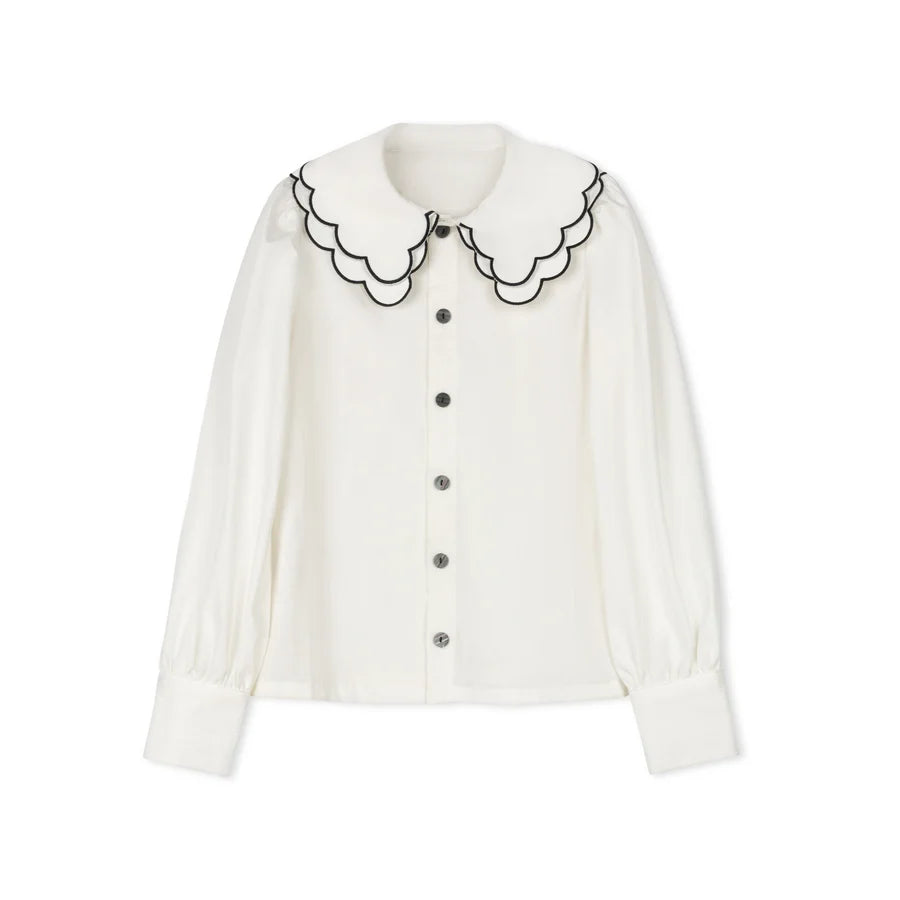 SCALLOPED COLLAR BLOUSE