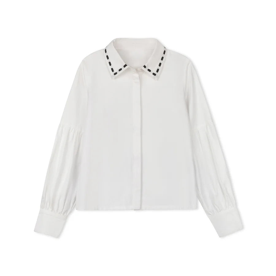 WHITE RIBBON STITCH SHIRT