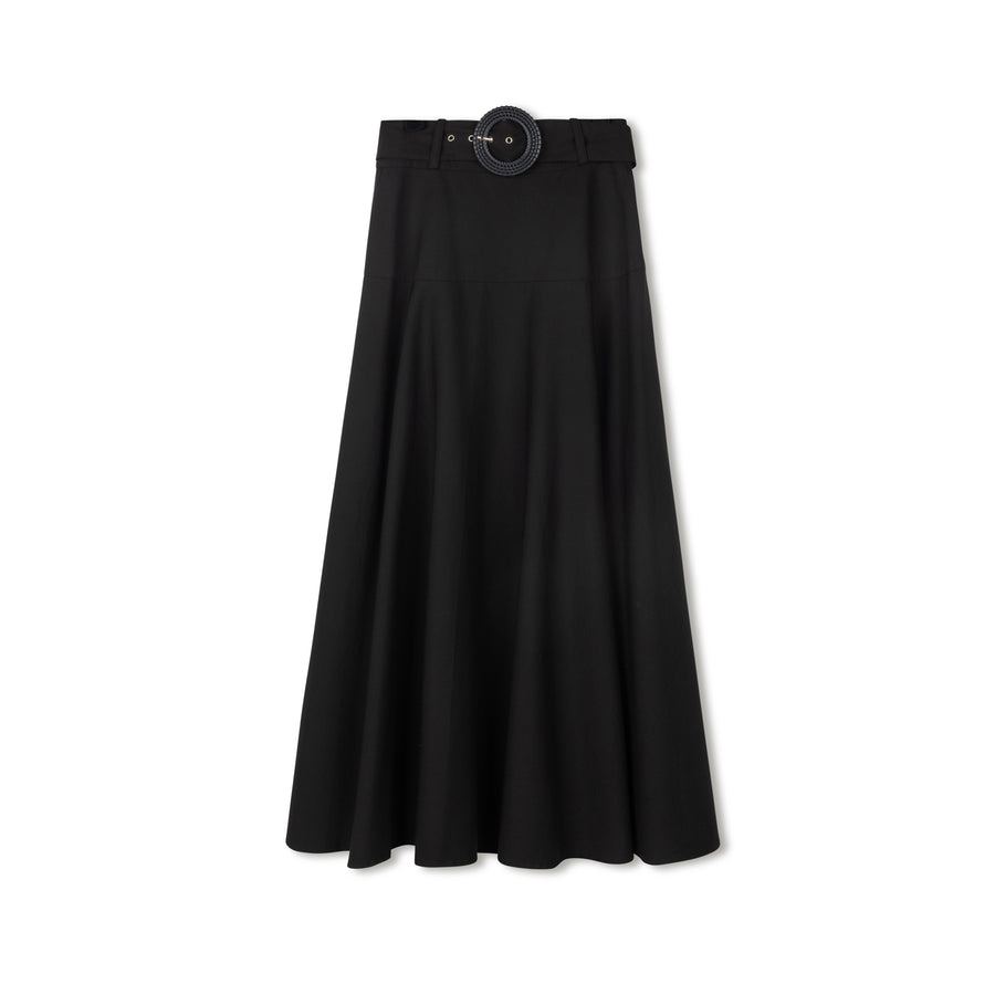 BLACK BELTED CIRCLE SKIRT