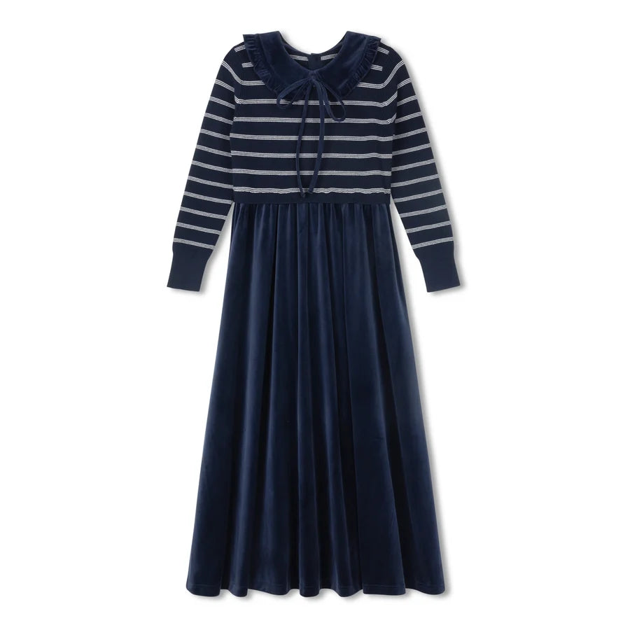 NAVY STRIPE SWEATER MAXI