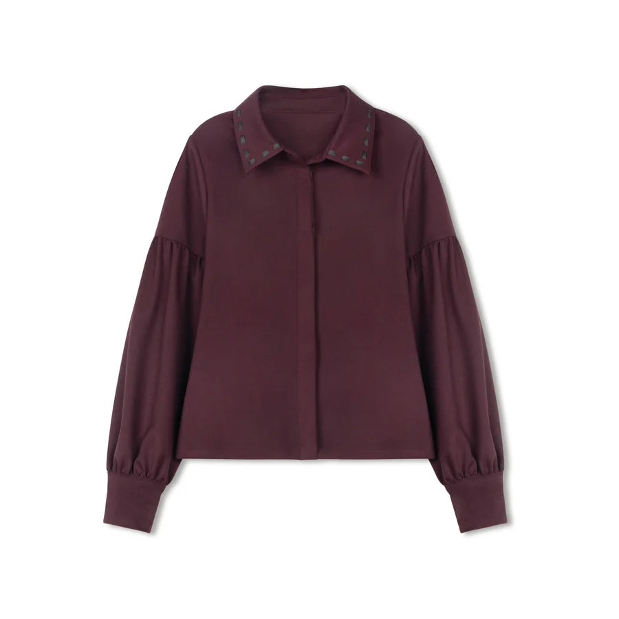 BURGUNDY RIBBON STITCH SHIRT