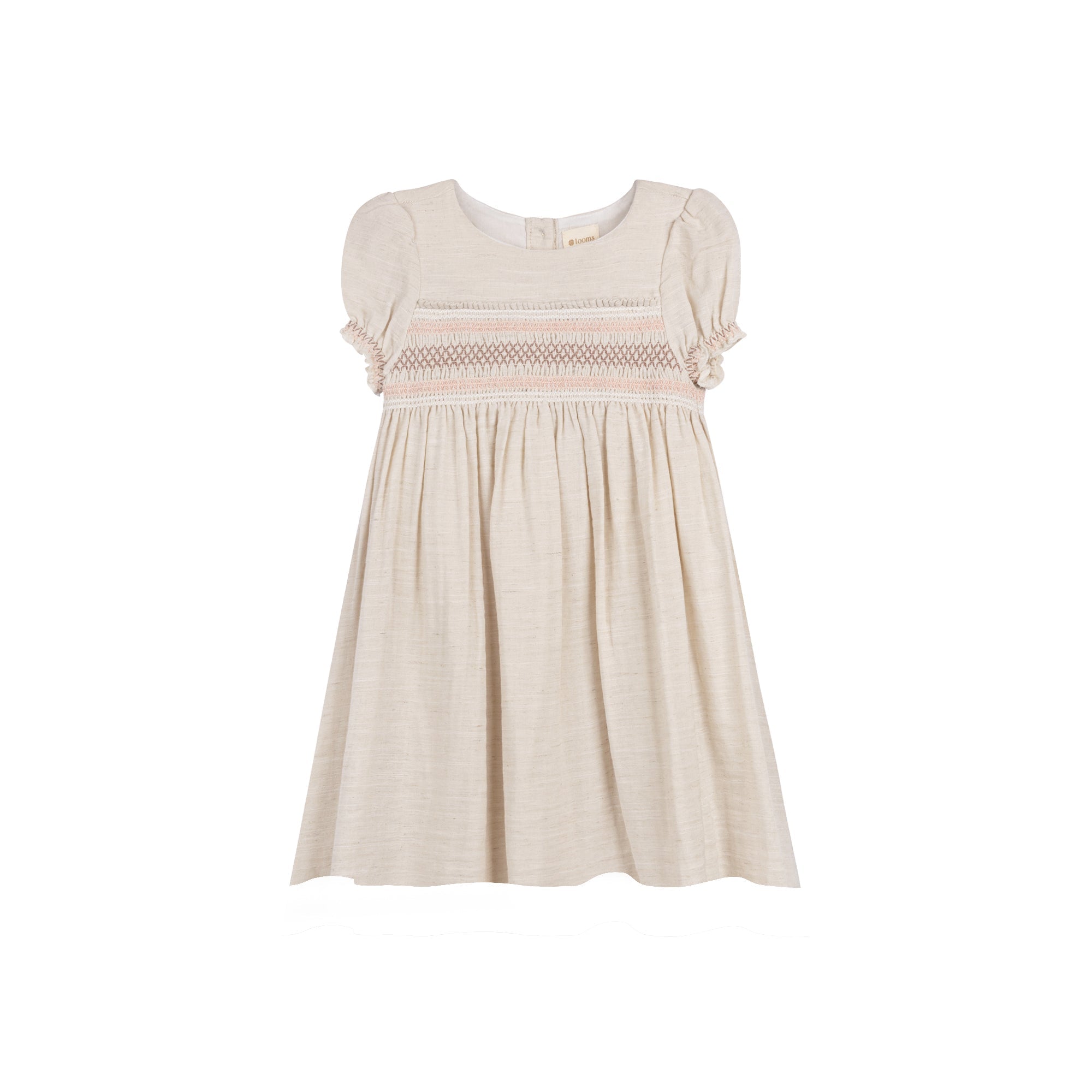 Stitch Collection - Short Sleeves Smocked Linen Dress