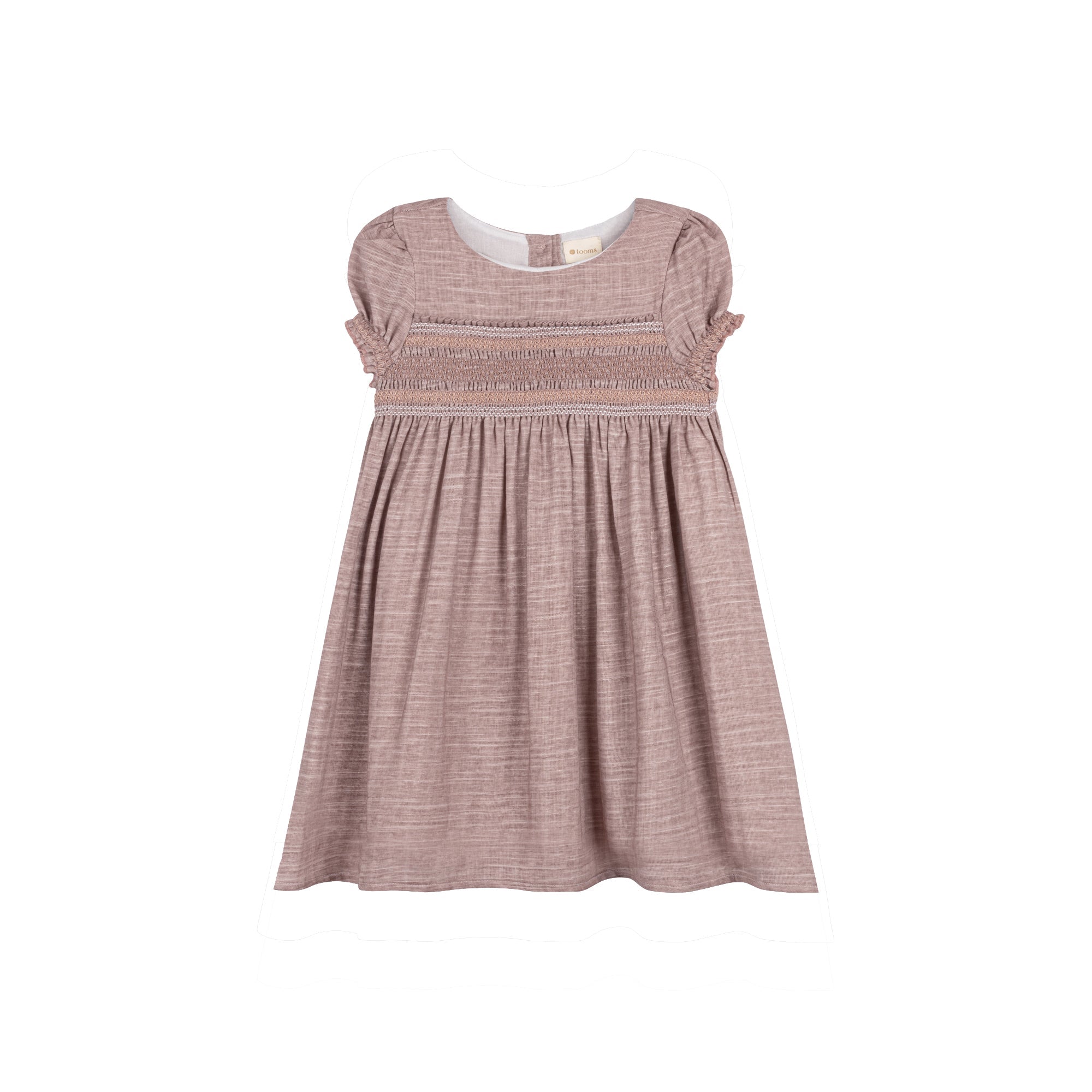 Stitch Collection - Short Sleeves Smocked Linen Dress