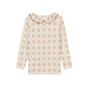 Cotton Floral Plaid Collection - Ruffle Neck Tee