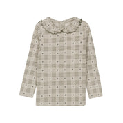 Cotton Floral Plaid Collection - Ruffle Neck Tee