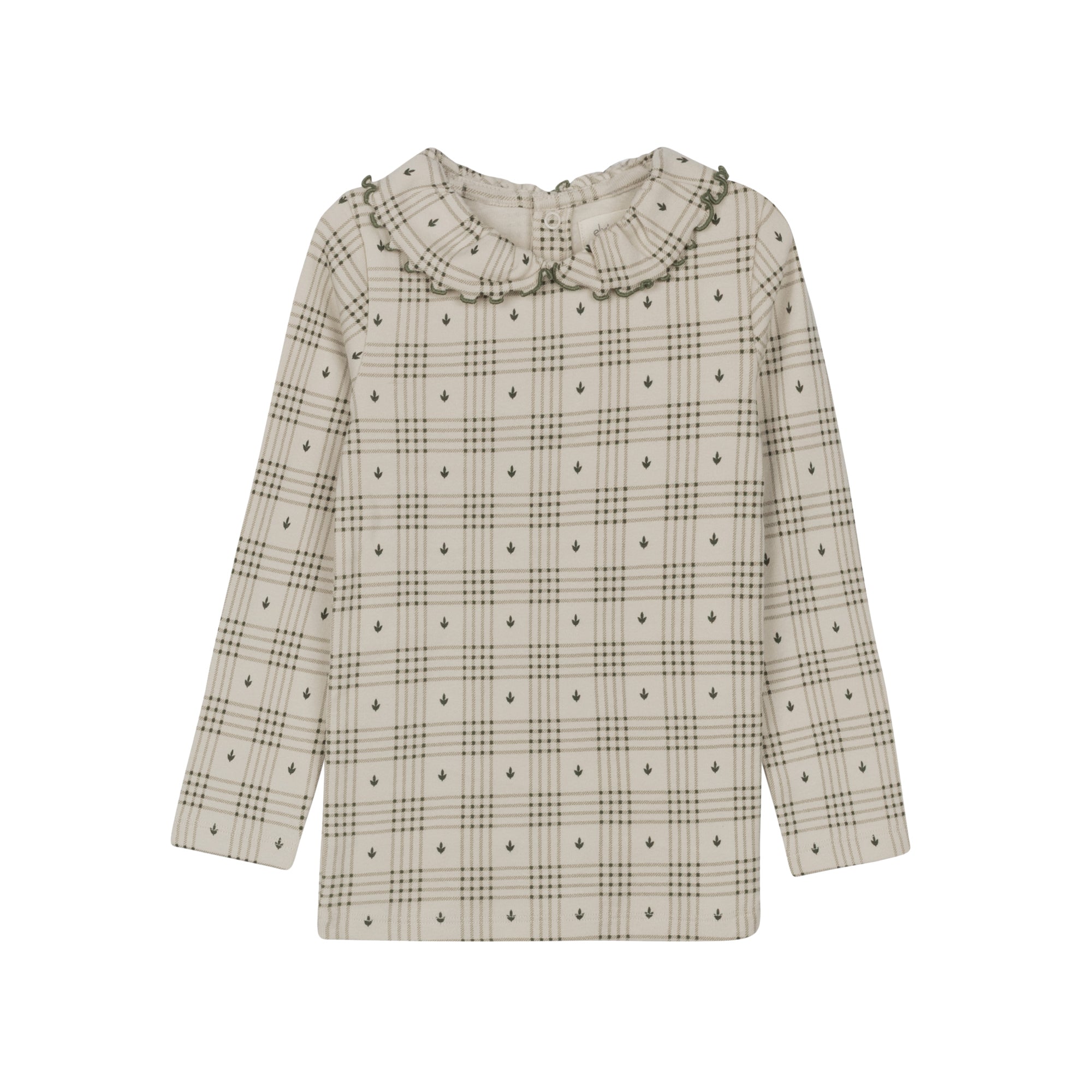 Cotton Floral Plaid Collection - Ruffle Neck Tee