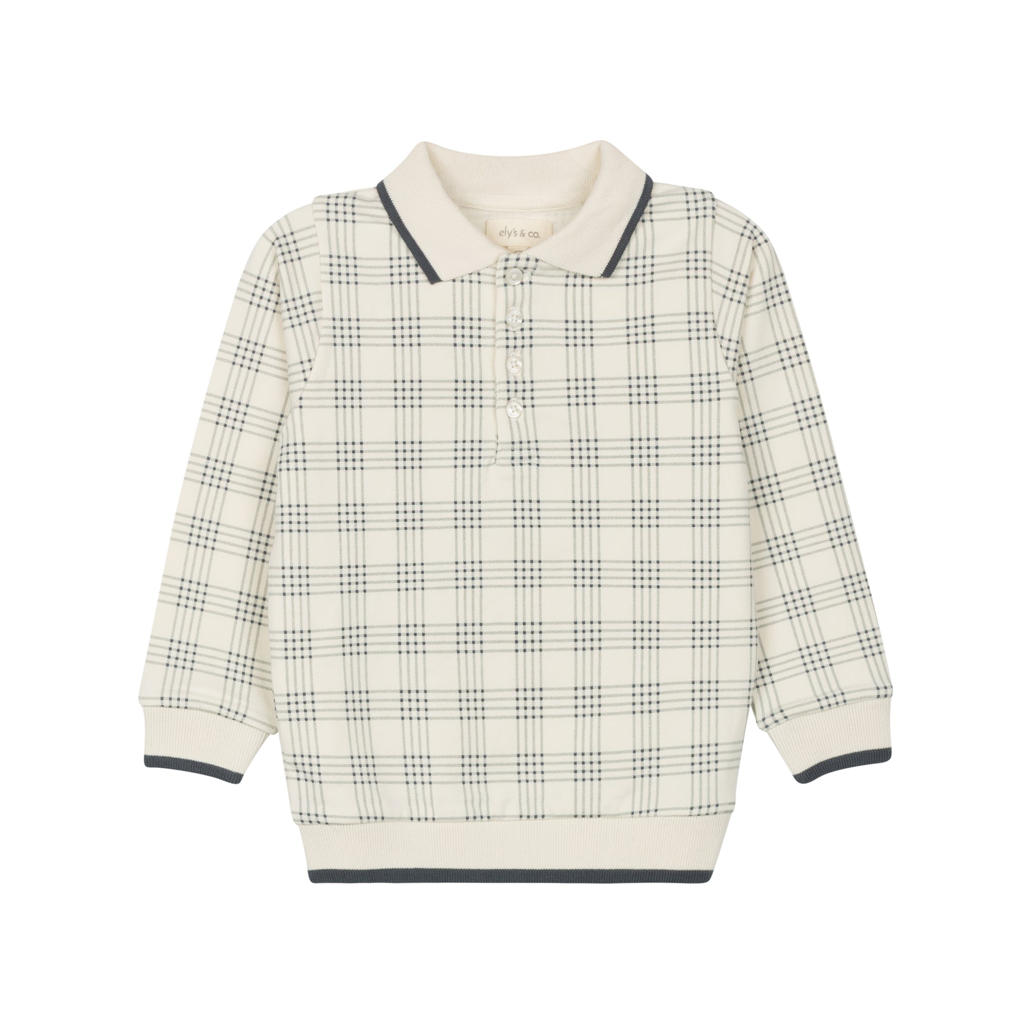 Cotton Floral Plaid Collection - Polo Sweatshirt