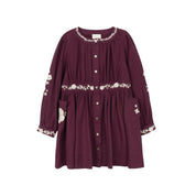 Floral Embroidered Waisted Cotton Dress