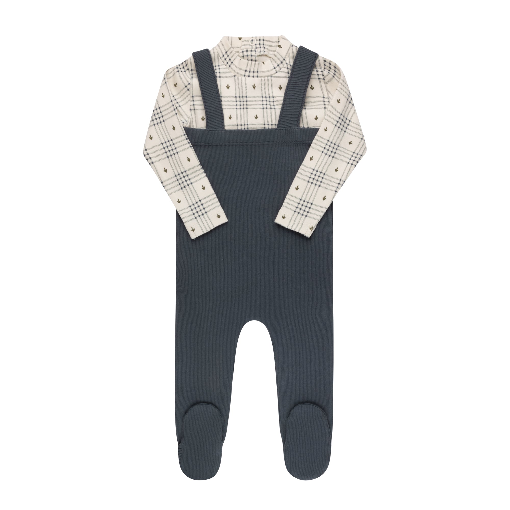 Cotton Floral Plaid Collection - Bodysuit + Overalls