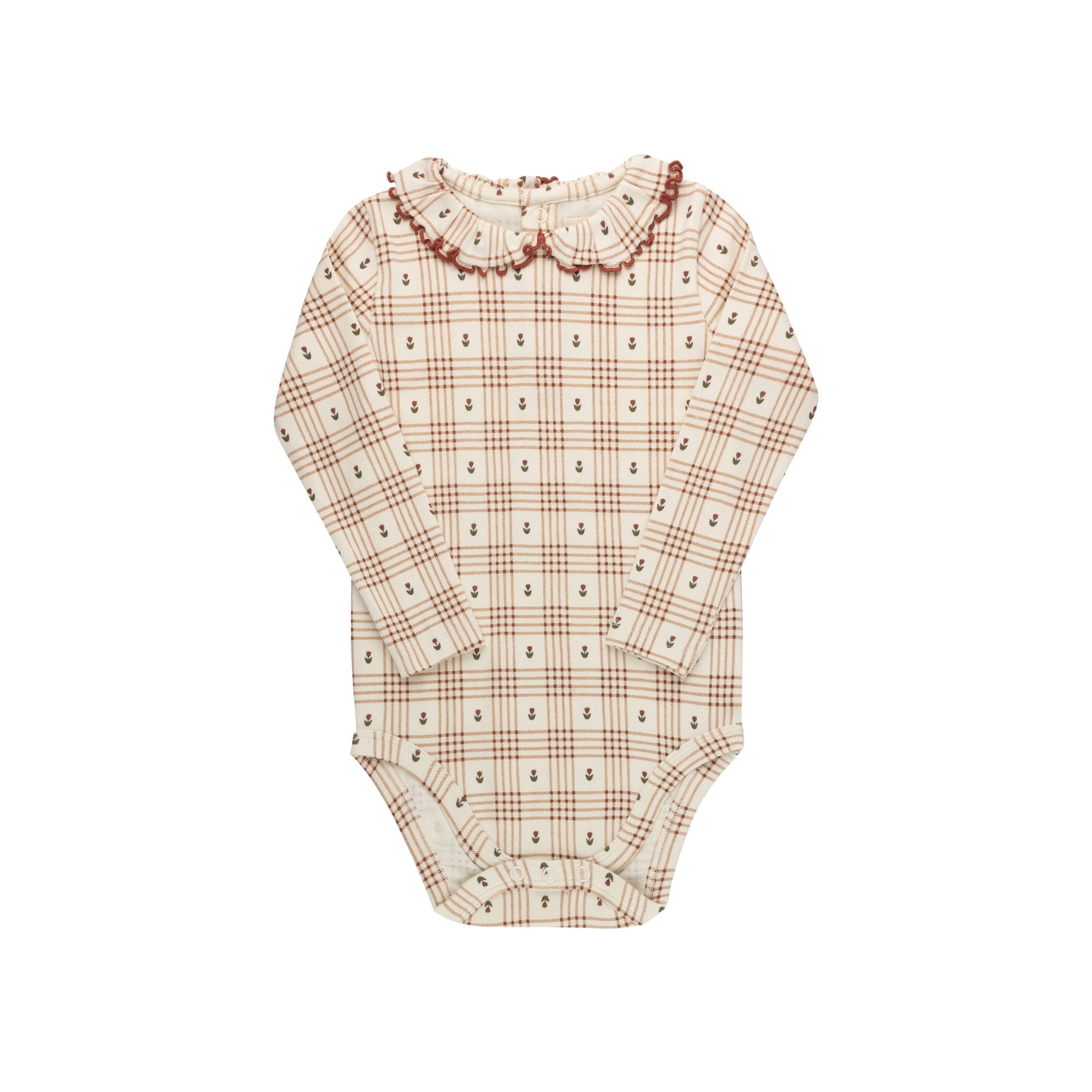 Cotton Floral Plaid Collection - Bodysuit + Overalls