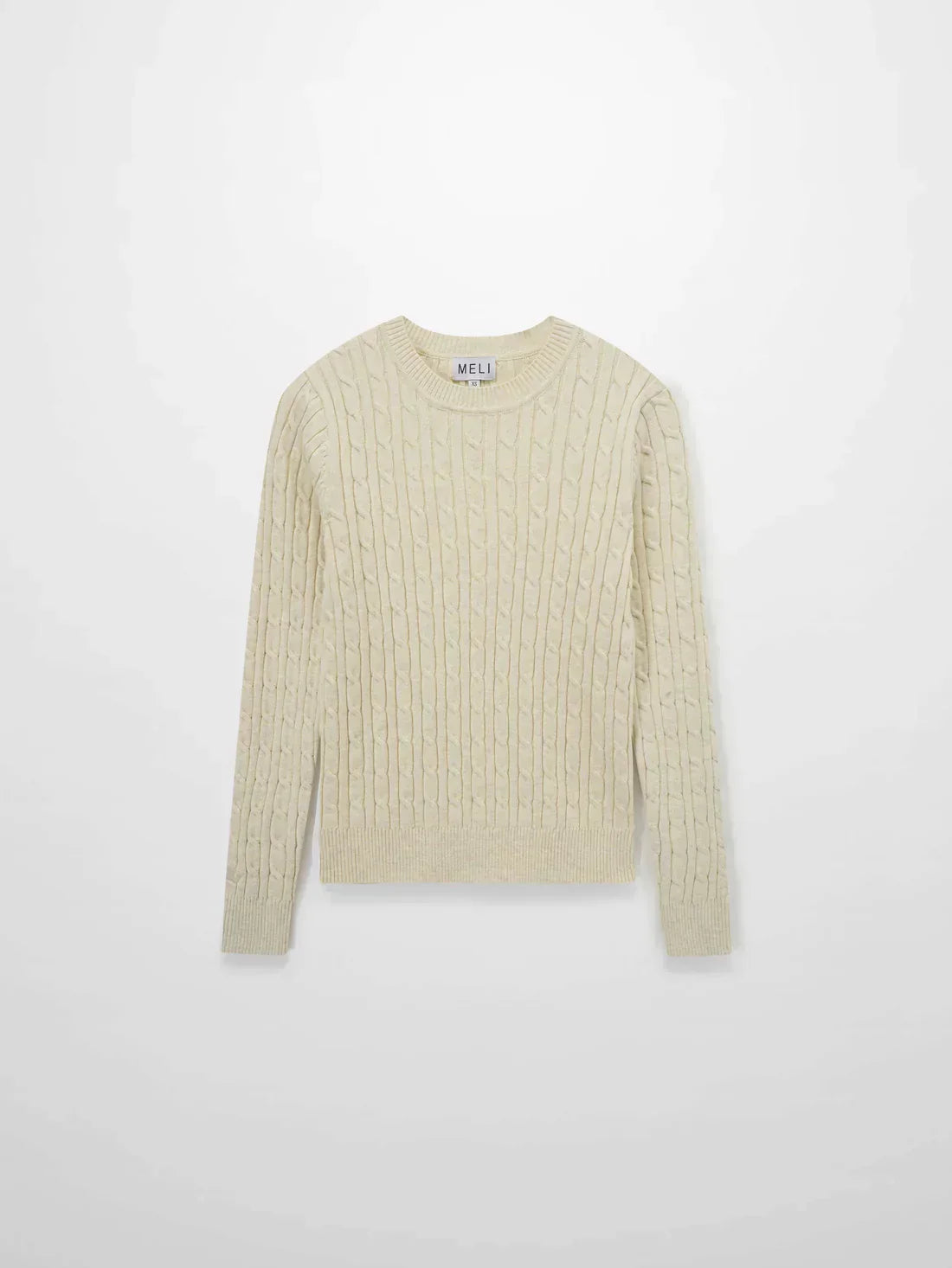 Crew Neck Cable Sweater-Bone