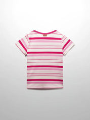 Pink & Red Striped Short Sleeve T-Shirt