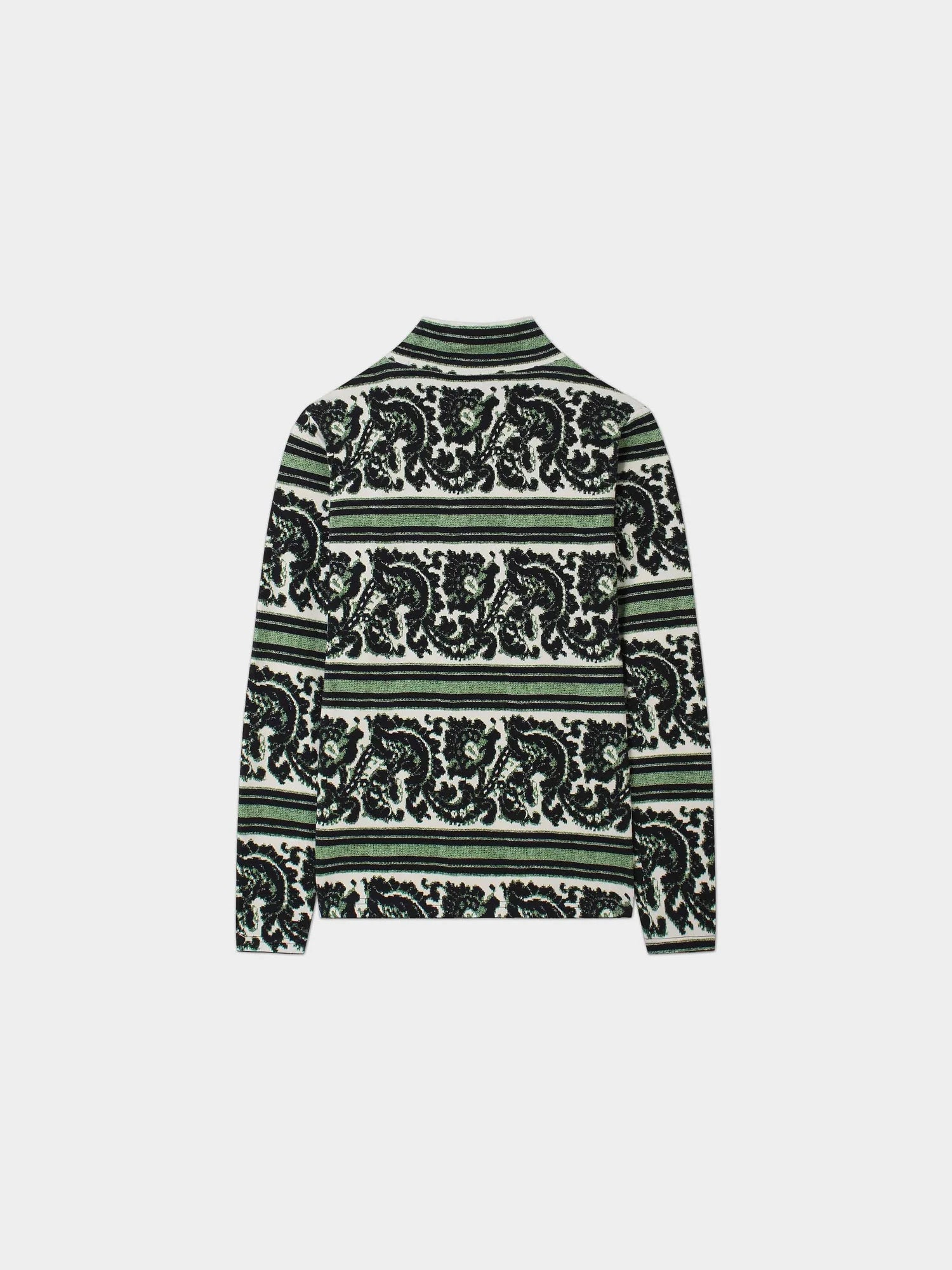 Printed Modal Turtleneck-Paisley Green