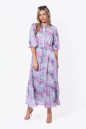 Alice Dress Short Sleeve (Raspberry/Blue)