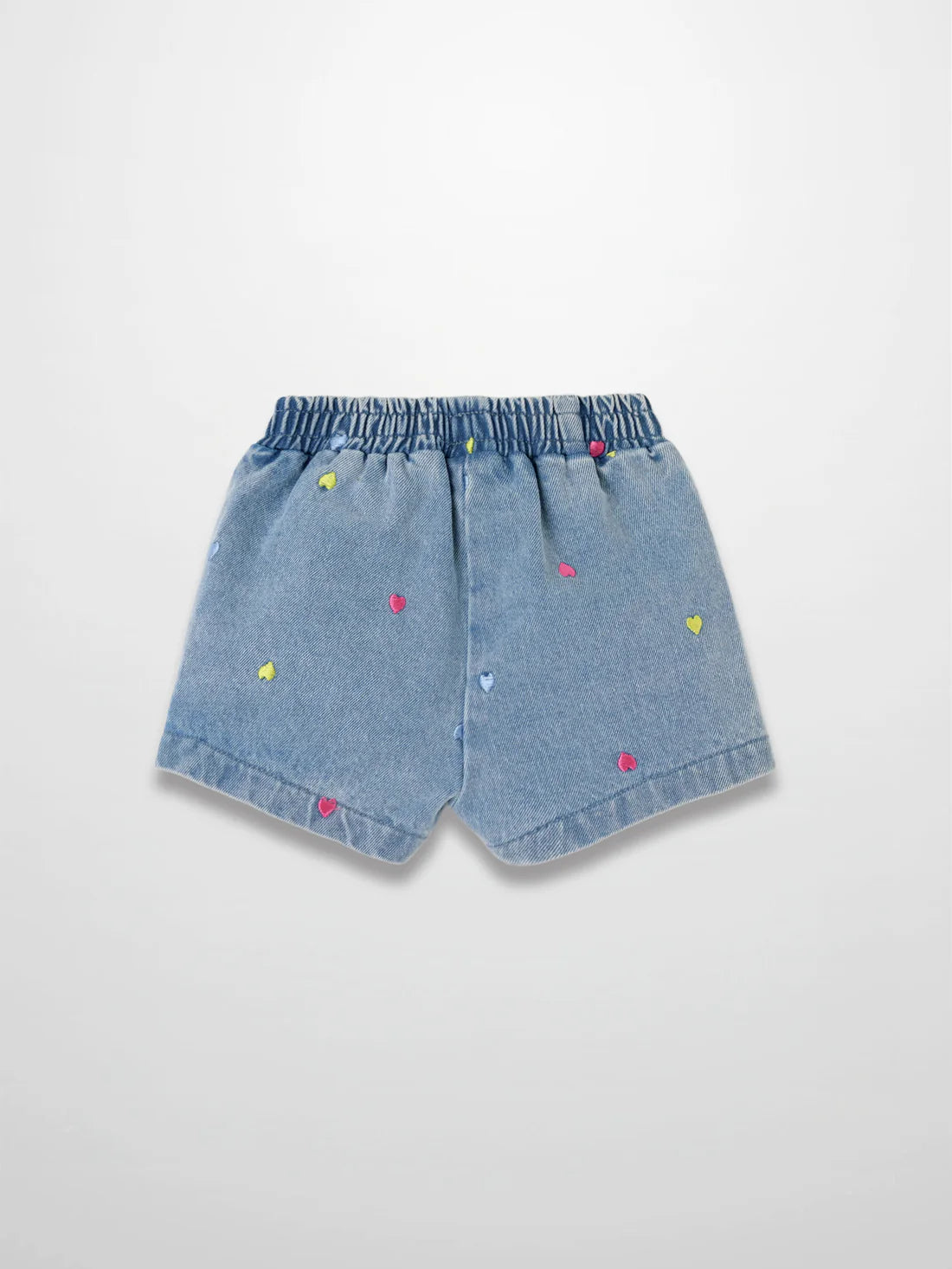 Embroidered Heart Denim Shorts