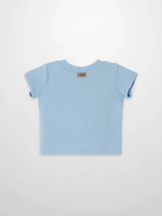Short Sleeve Emblem Boxy T-Shirt - Light Blue