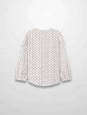 Puff Sleeve Button Down Blouse-Black/White Polka Dot