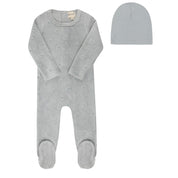 Velour Embroidered Floral Collection - Footie + Beanie