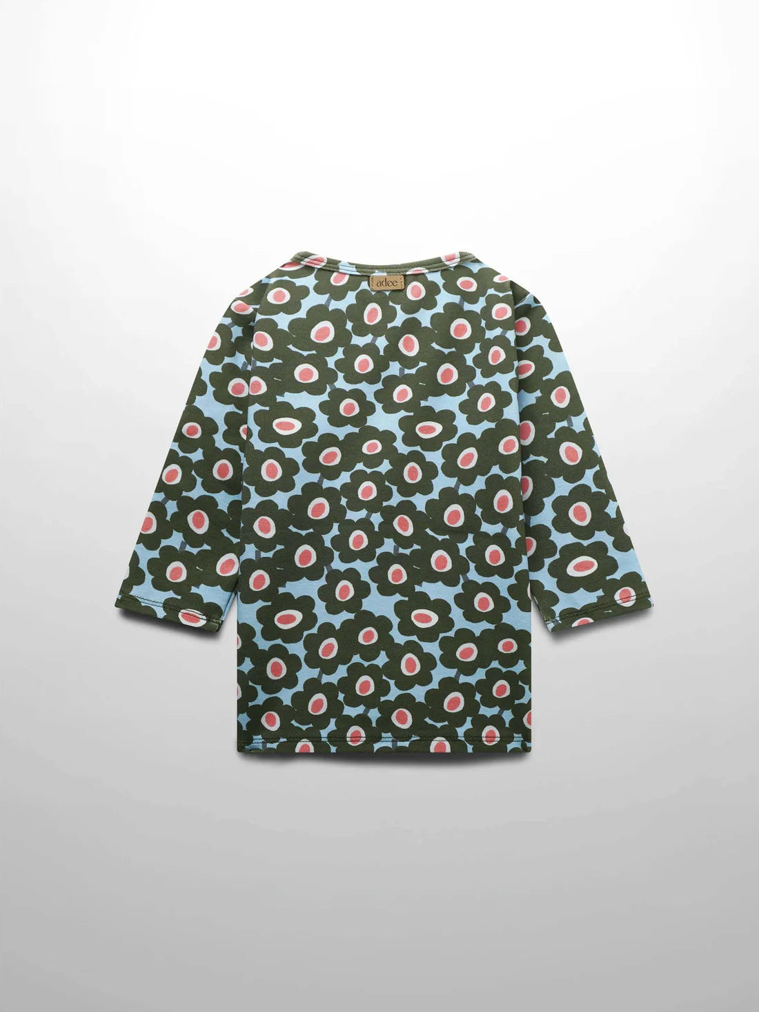 Green Flower Print Fitted 3/4 Sleeve Shirt
