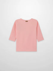 3/4 Sleeve Emblem T-shirt - Light Pink