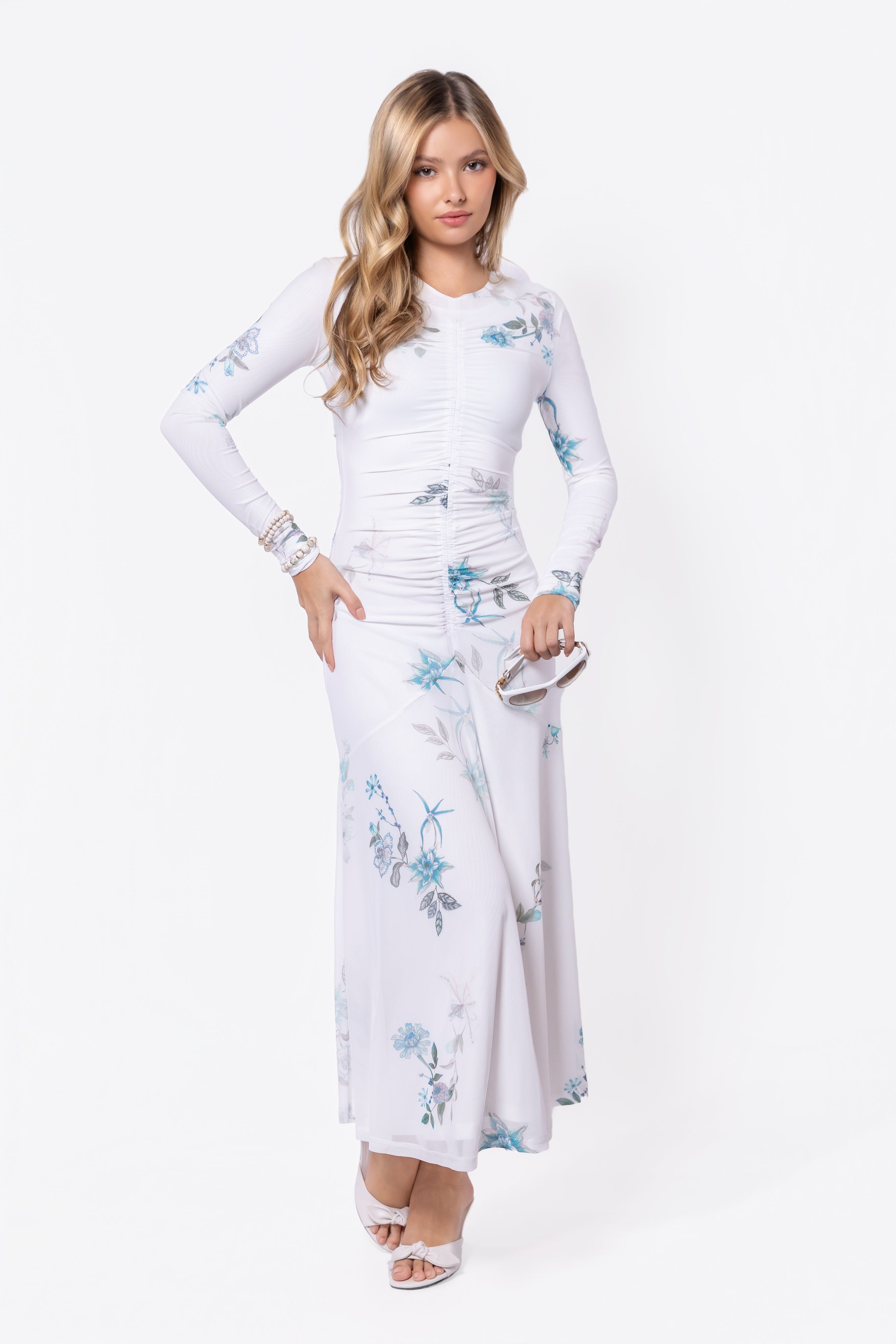 Mariella Dress (White/Green)