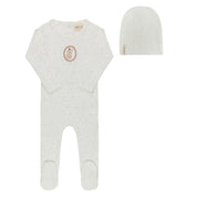 Baby Girl Footie – Ivory Pink – Speckled Bunny