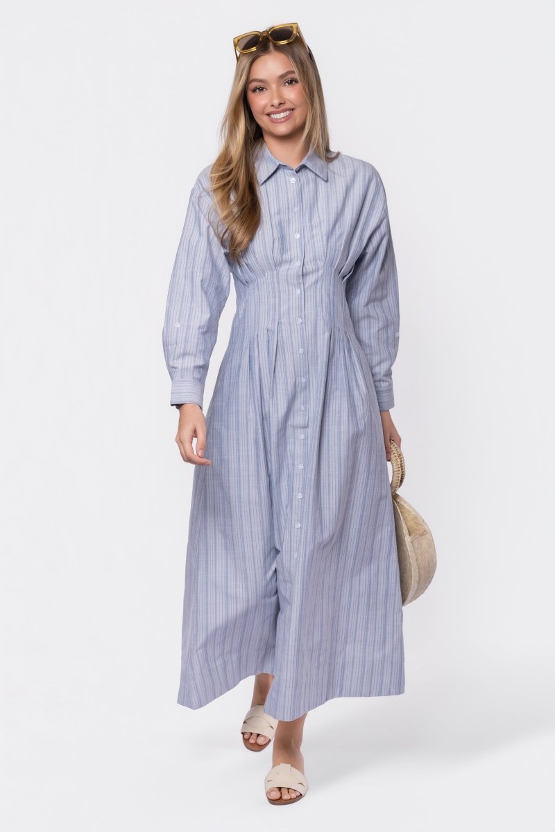 Gianna Dress (Blue Stripe)