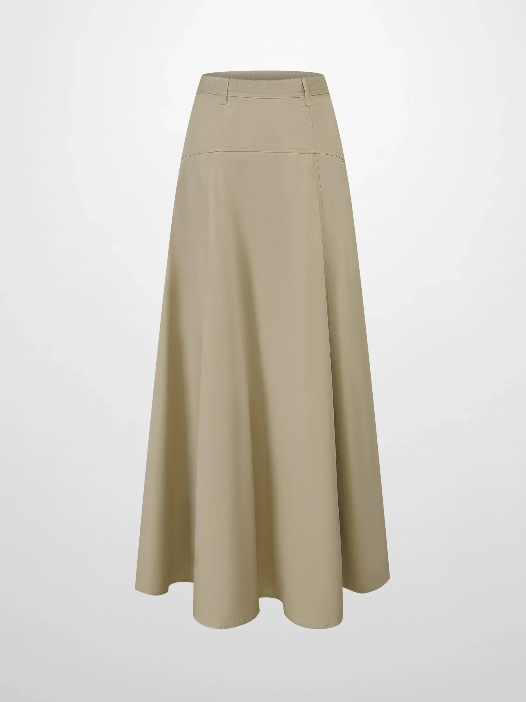 Cotton Yoke Circle Skirt-Tan