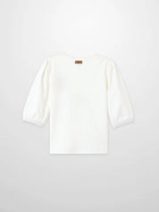 Embroidered Strawberry 3/4 Puff Sleeve T-shirt