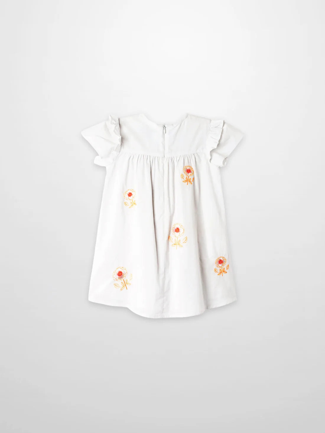 Embroidered Flower Dress - Short Sleeve