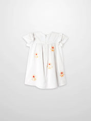 Embroidered Flower Dress - Short Sleeve